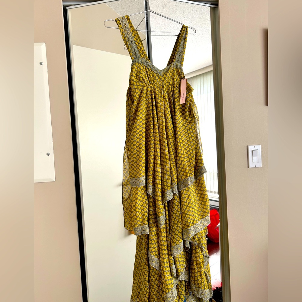 Snidel Yellow Tiered Ruffled Sundress for Wedding Guest